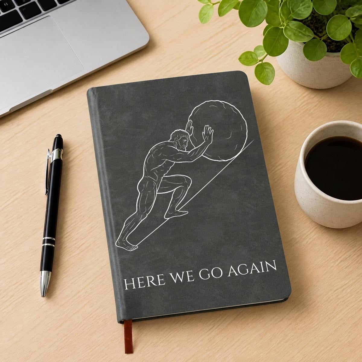 Stoic Journal - Sisyphus Greek Mythology Hardcover Notebook - Self Improvement Planner