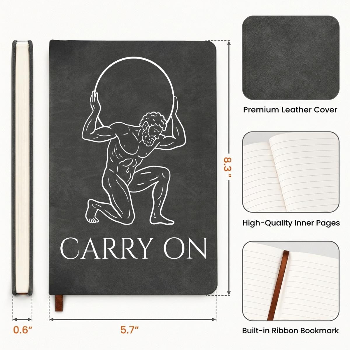 Stoic Journal - Atlas Greek Mythology Hardcover Notebook - Self Improvement Planner