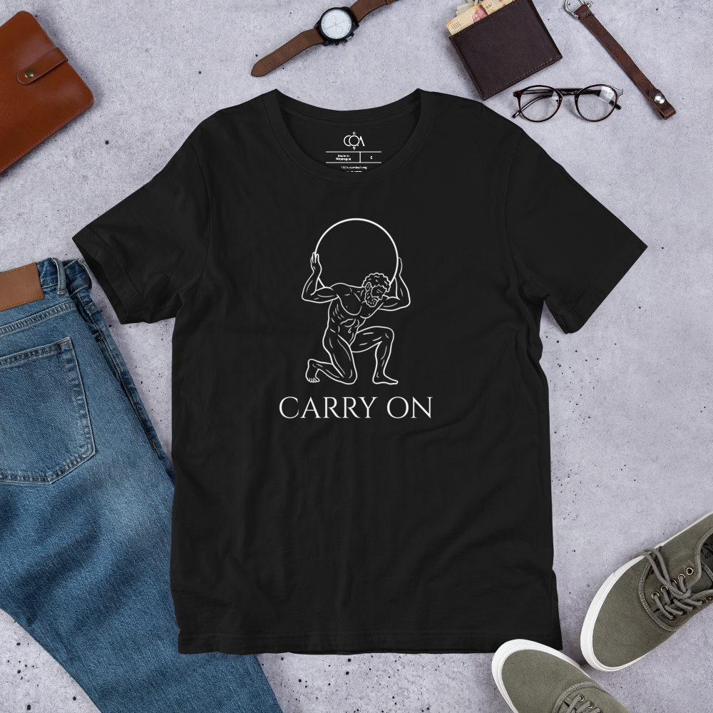 Minimalist Atlas T-Shirt – Stoic Philosophy Graphic Tee, Modern Line Art, Greek Mythology Inspiration Unisex