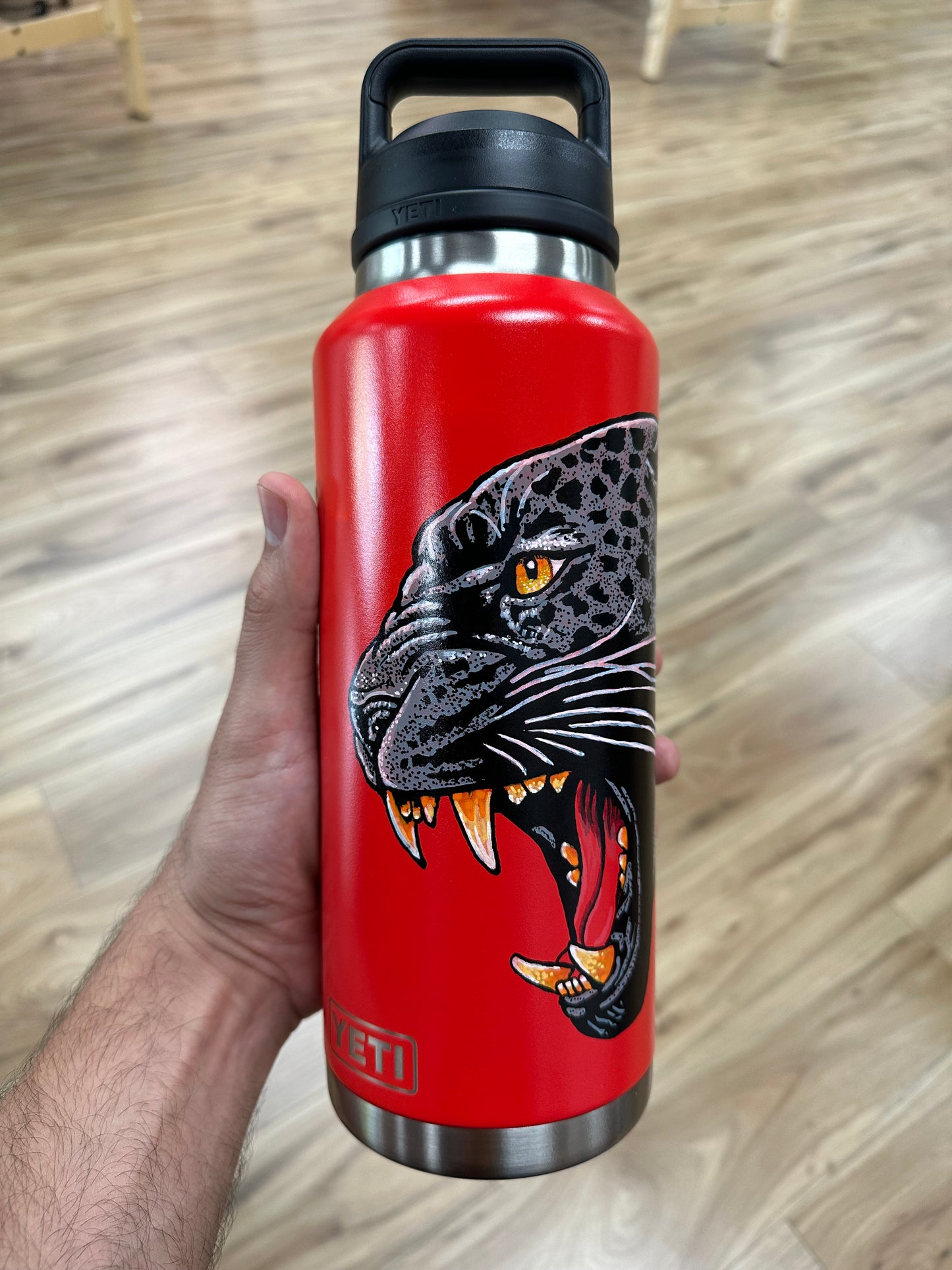 Panther -– Hand-Painted Functional Art Yeti Bottle