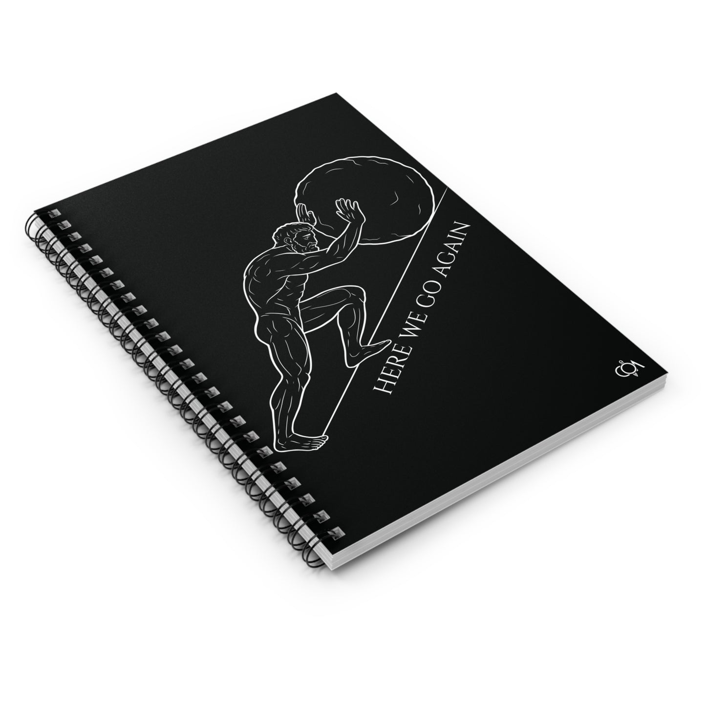 Stoic Notebook - Sisyphus Journal, Minimalistic Ruled Line, Modern Spiral Diary, Philosophical Stationery, Inspirational Writing Pad