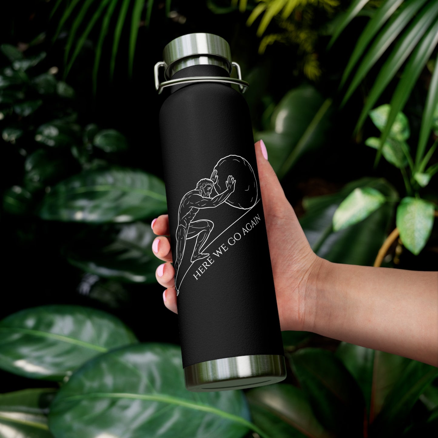 Insulated Bottle -  Premium Stoic Sisyphus Motivational Design Workout Travel 22oz, Gym , Fitness, Outdoor Water Bottle, Exercise Hydration