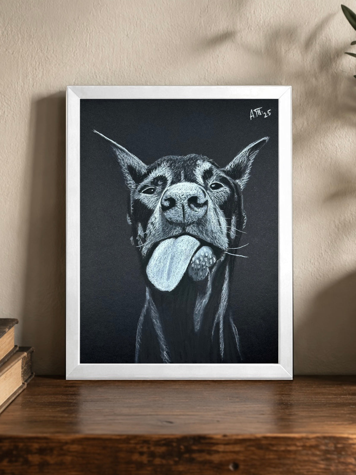 Doberman – Original Charcoal Drawing 9 × 12