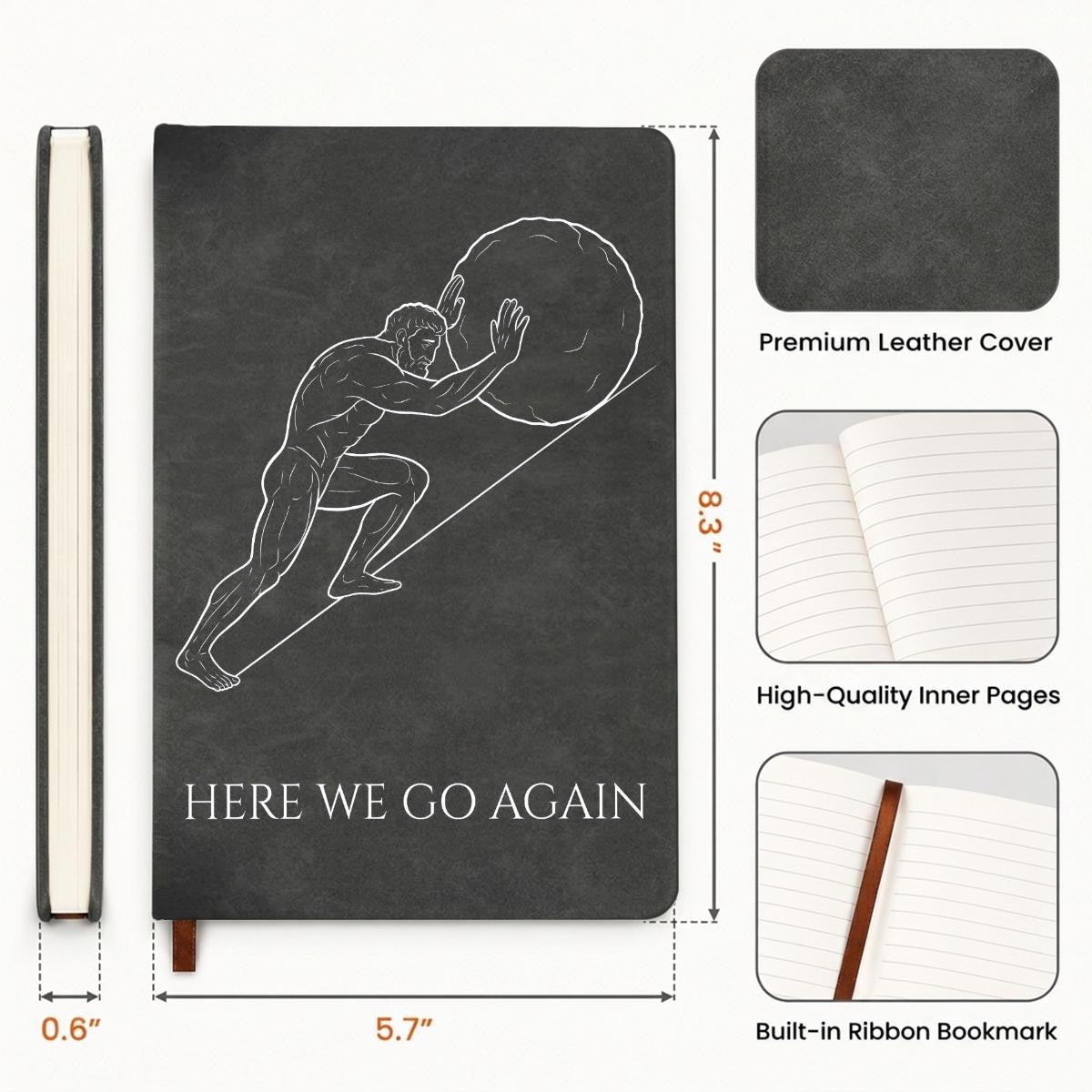 Stoic Journal - Sisyphus Greek Mythology Hardcover Notebook - Self Improvement Planner