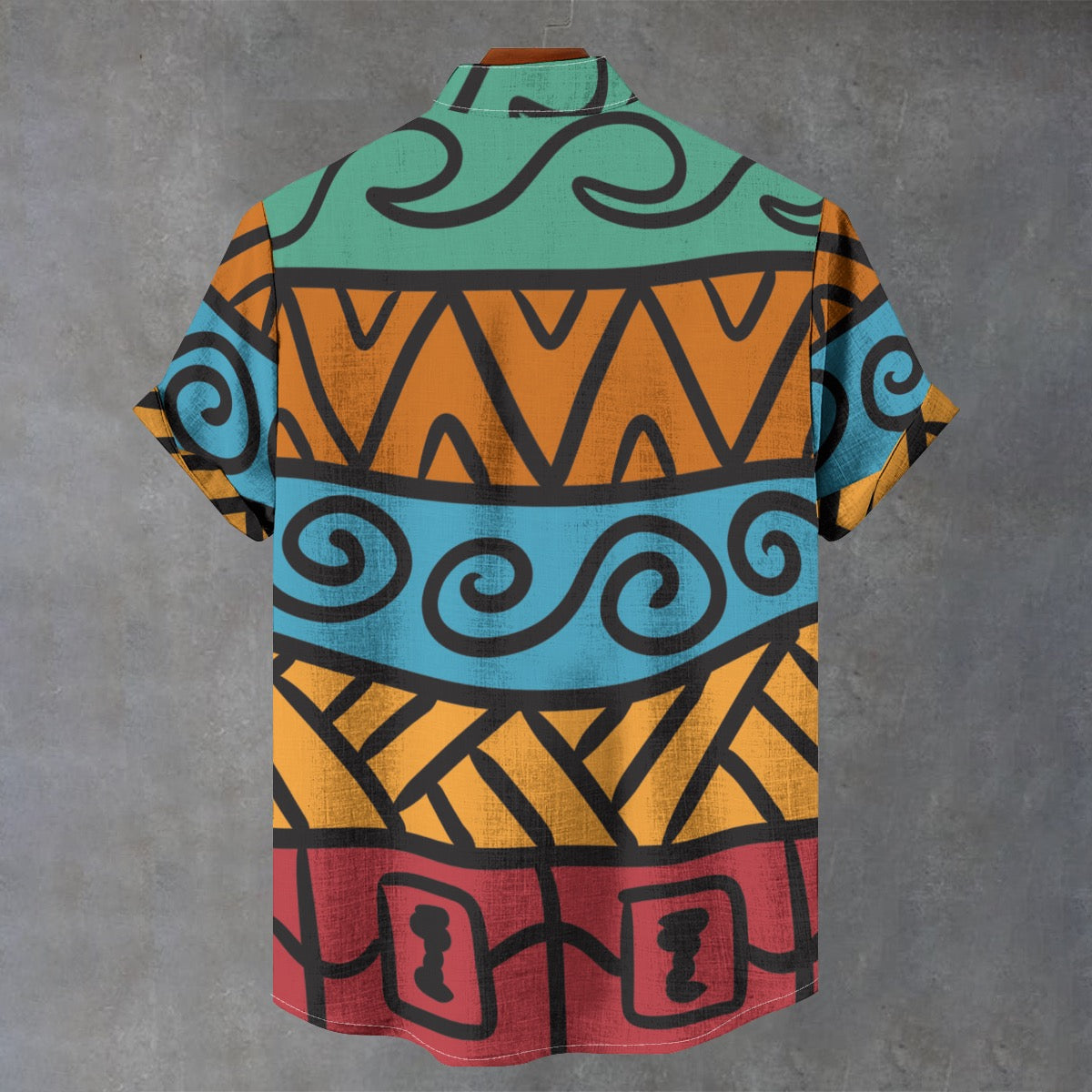 Vibrant Tribal-Pattern Cotton Button-Up Shirt | Lightweight Summer Design by Coa Art
