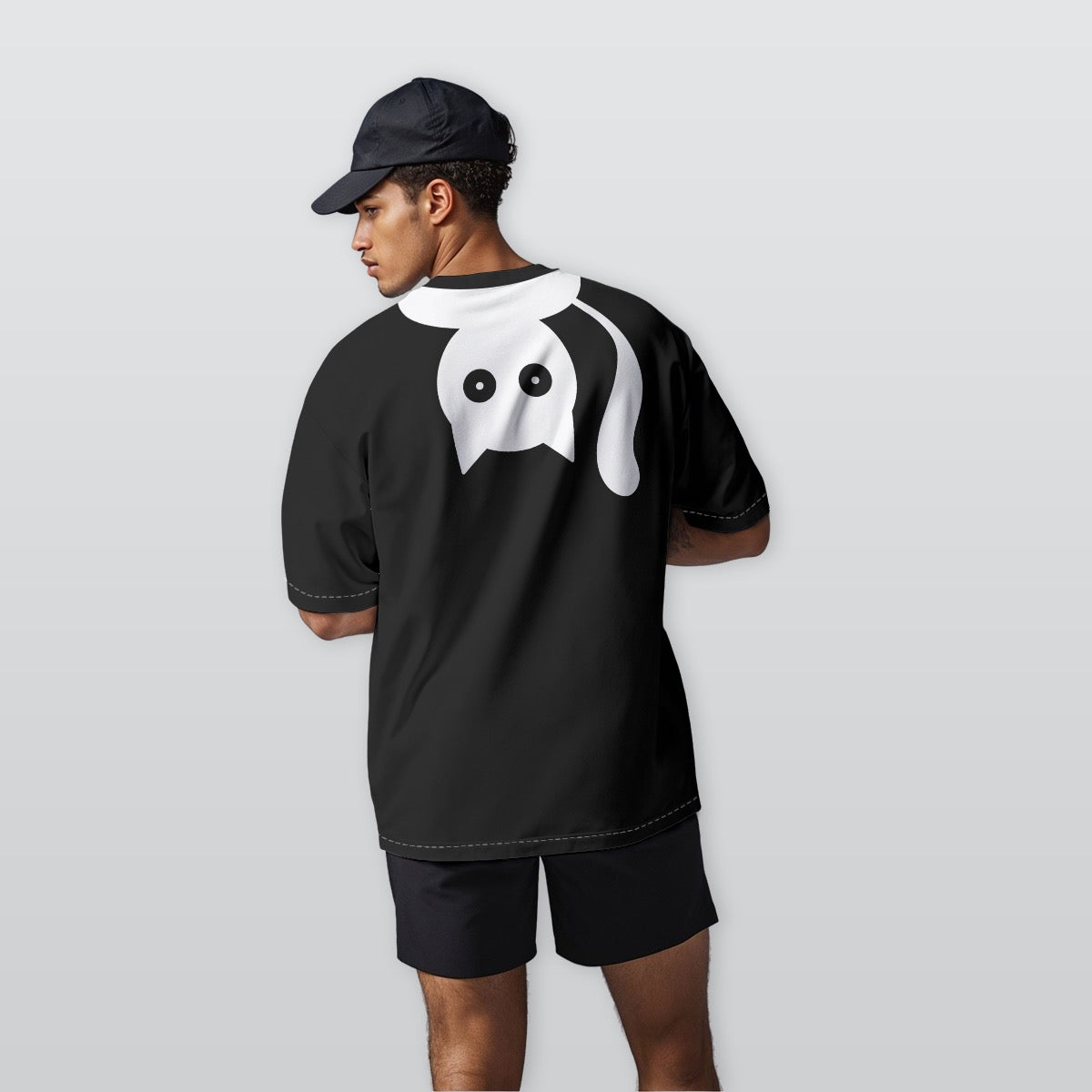 Minimalist Cat Oversized T-Shirt – Premium Heavyweight Cotton Streetwear