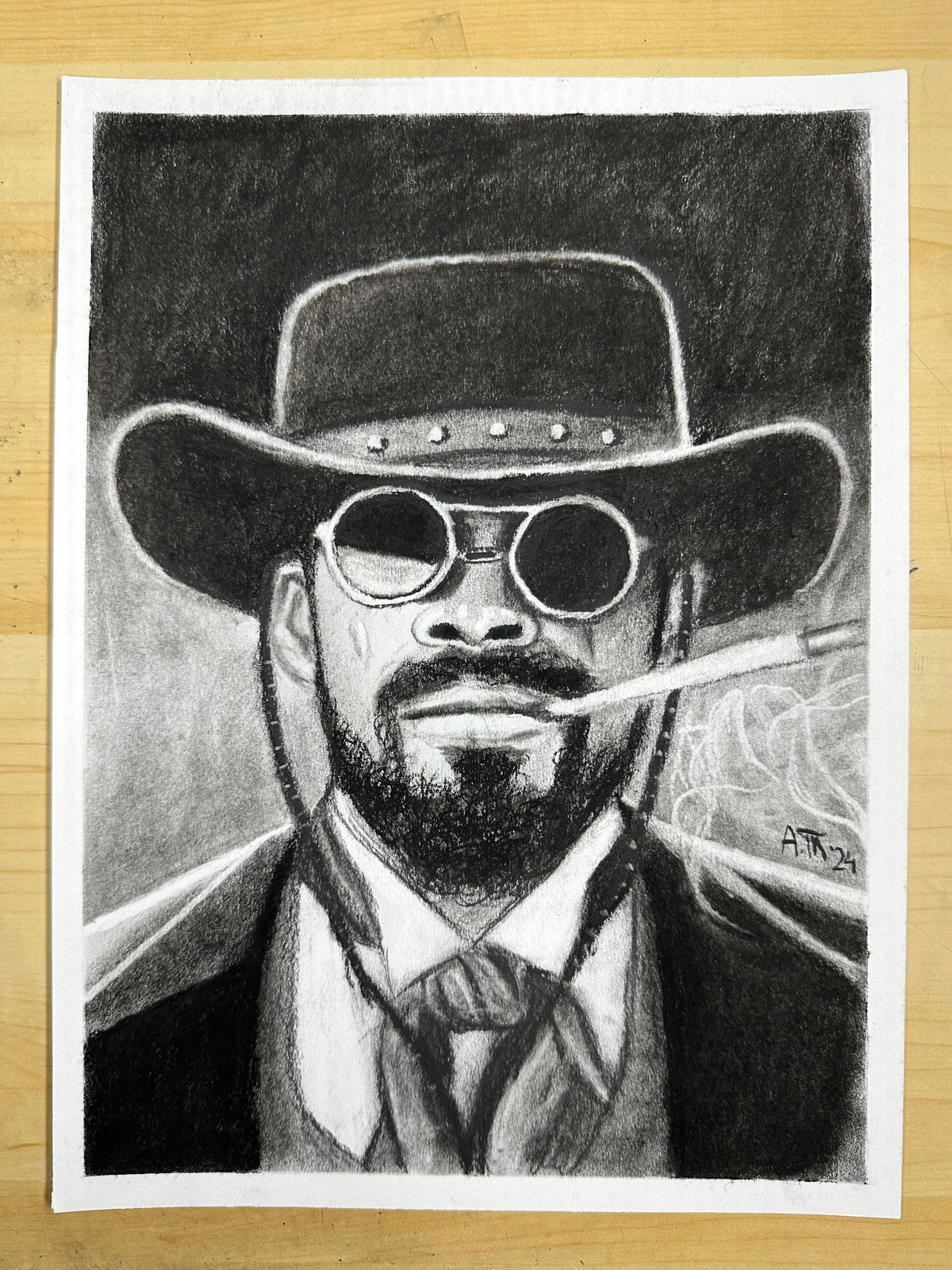 Django – Original Charcoal Drawing 9 × 12