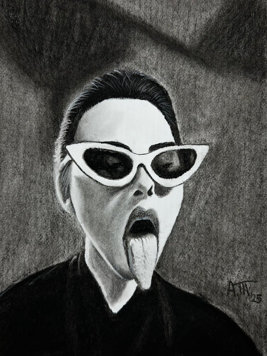 Rebel Girl – Original Charcoal Drawing 9 × 12