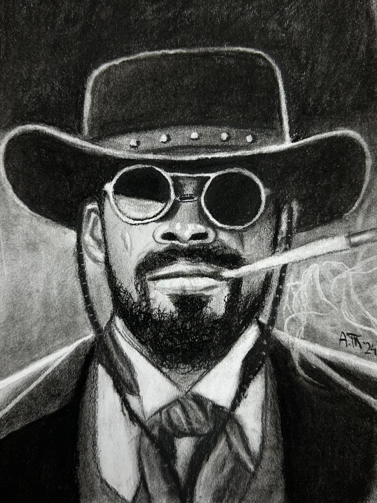 Django – Original Charcoal Drawing 9 × 12