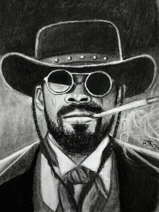 Django – Original Charcoal Drawing 9 × 12
