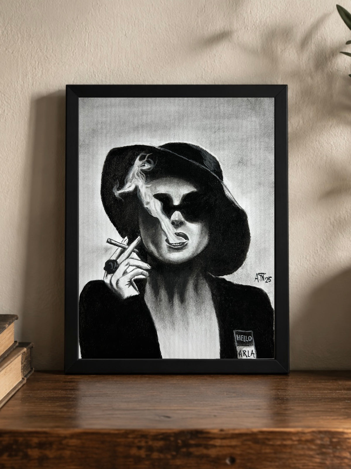 Marla Singer – Original Charcoal Drawing 9 × 12
