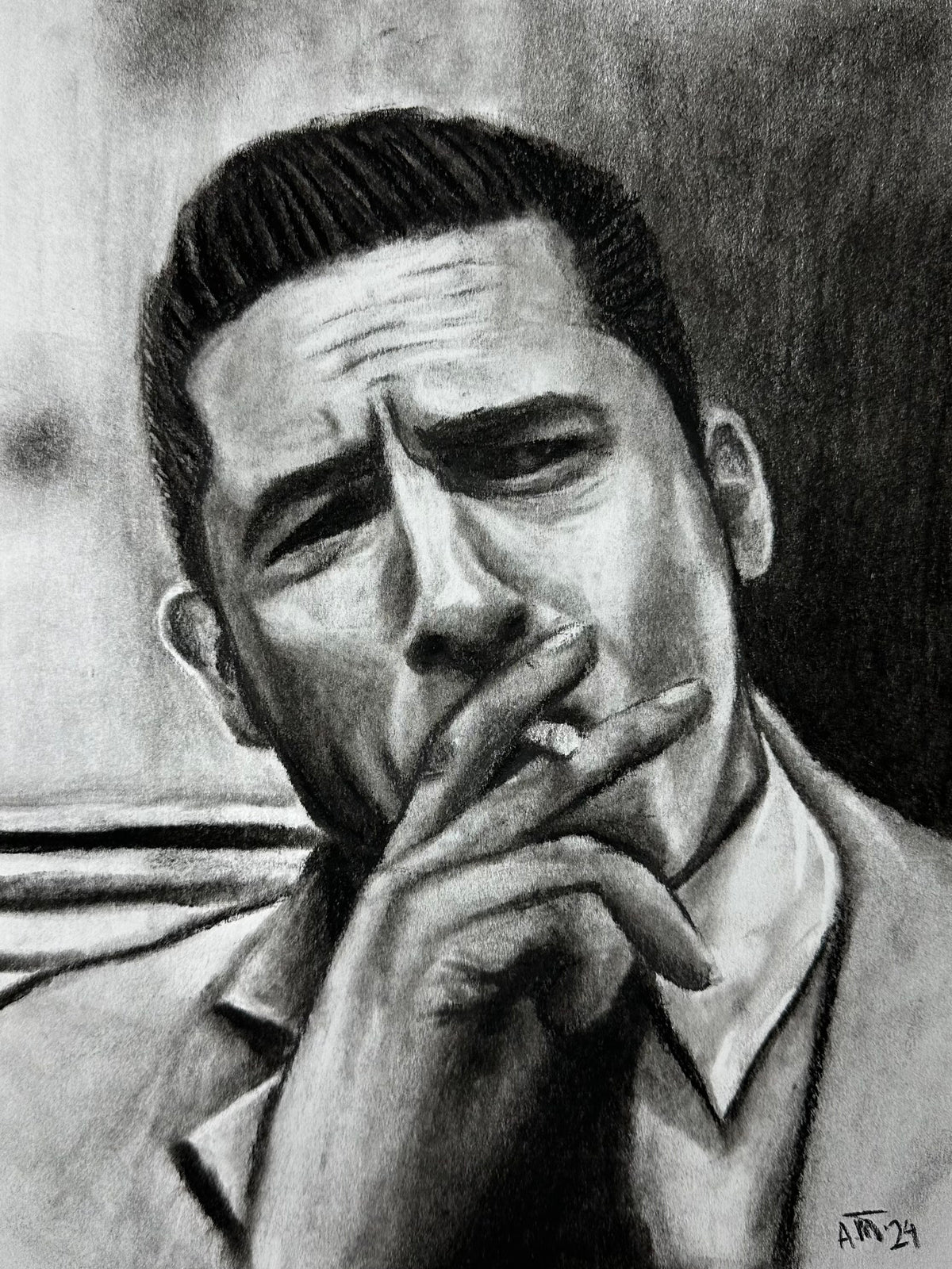 Tom Hardy – Legend – Original Charcoal Drawing 9 × 12