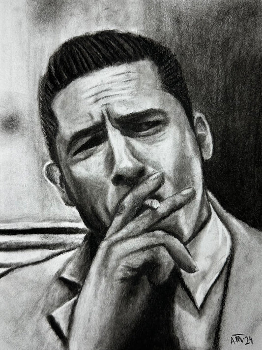 Tom Hardy – Legend – Original Charcoal Drawing 9 × 12