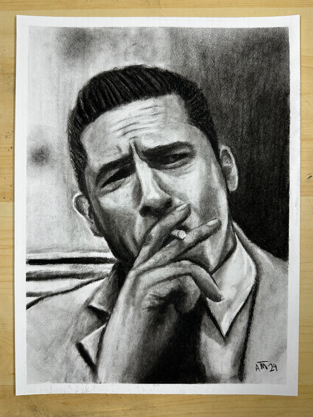 Tom Hardy – Legend – Original Charcoal Drawing 9 × 12