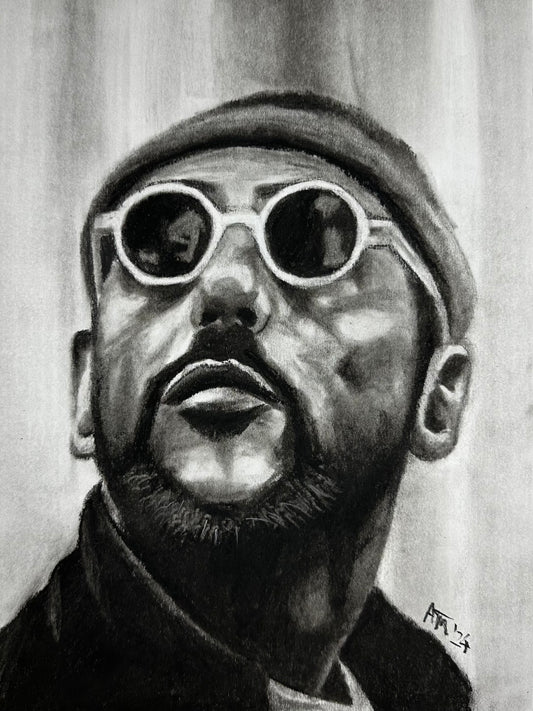 Léon The Professional – Original Charcoal Drawing 9 × 12