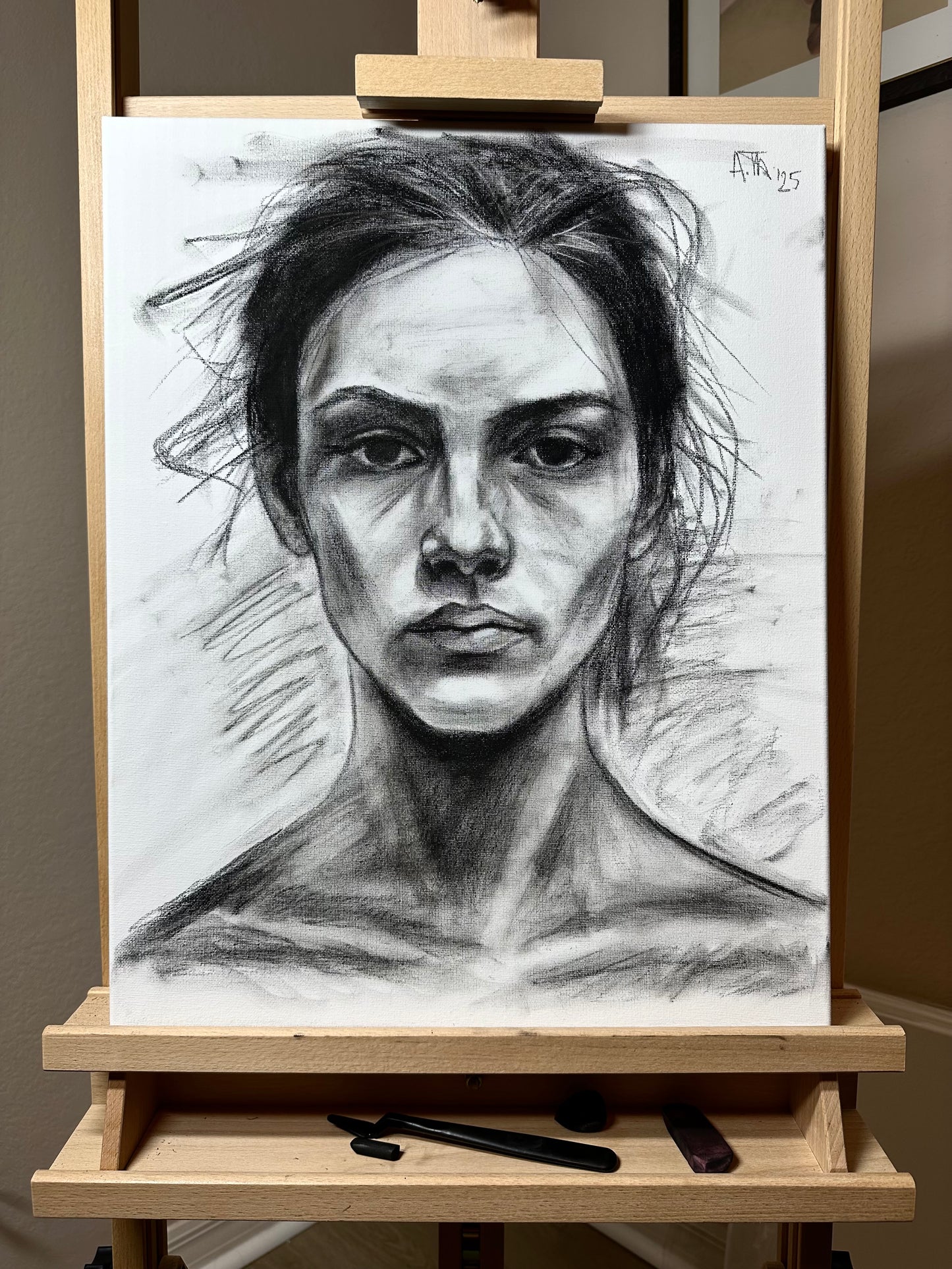 Charcoal on canvas study