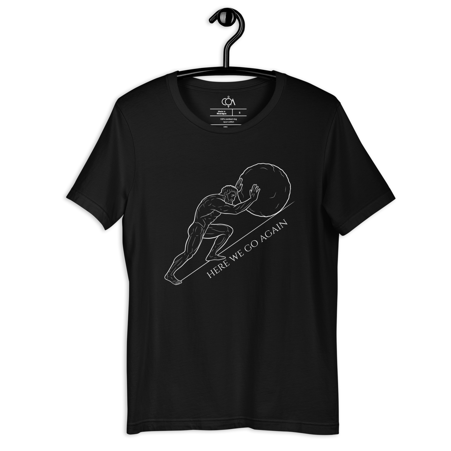 Minimalist Sisyphus T-Shirt – Stoic Philosophy Graphic Tee, Modern Line Art, Greek Mythology Inspiration Unisex