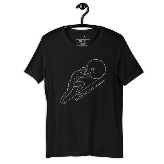 Minimalist Sisyphus T-Shirt – Stoic Philosophy Graphic Tee, Modern Line Art, Greek Mythology Inspiration Unisex