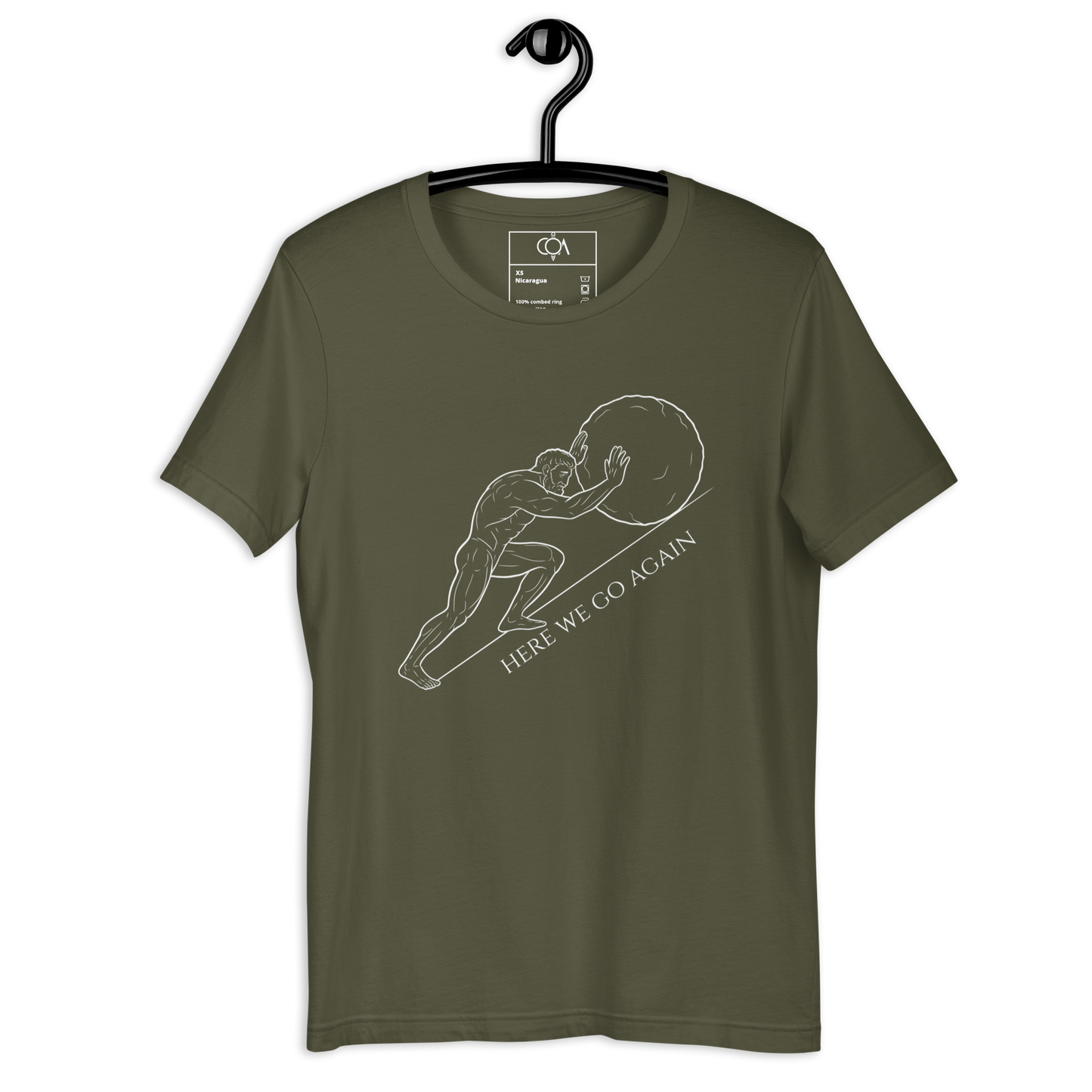 Minimalist Sisyphus T-Shirt – Stoic Philosophy Graphic Tee, Modern Line Art, Greek Mythology Inspiration Unisex