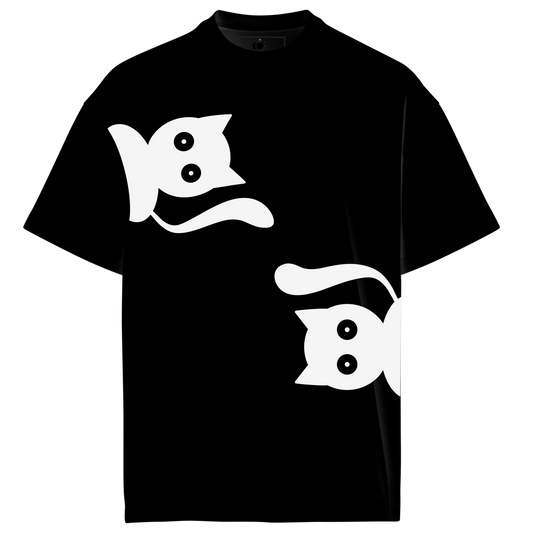 Minimalist Cat Oversized T-Shirt – Premium Heavyweight Cotton Streetwear