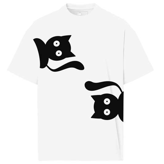Minimalist Cat Oversized T-Shirt – Premium Heavyweight Cotton Streetwear
