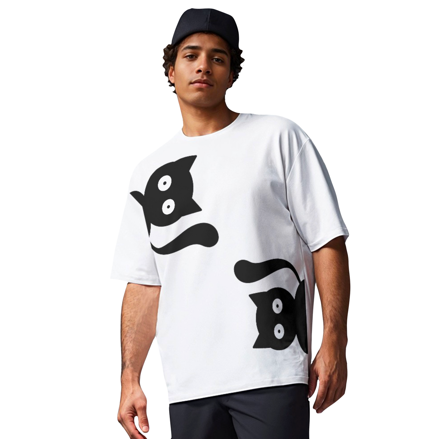 Minimalist Cat Oversized T-Shirt – Premium Heavyweight Cotton Streetwear