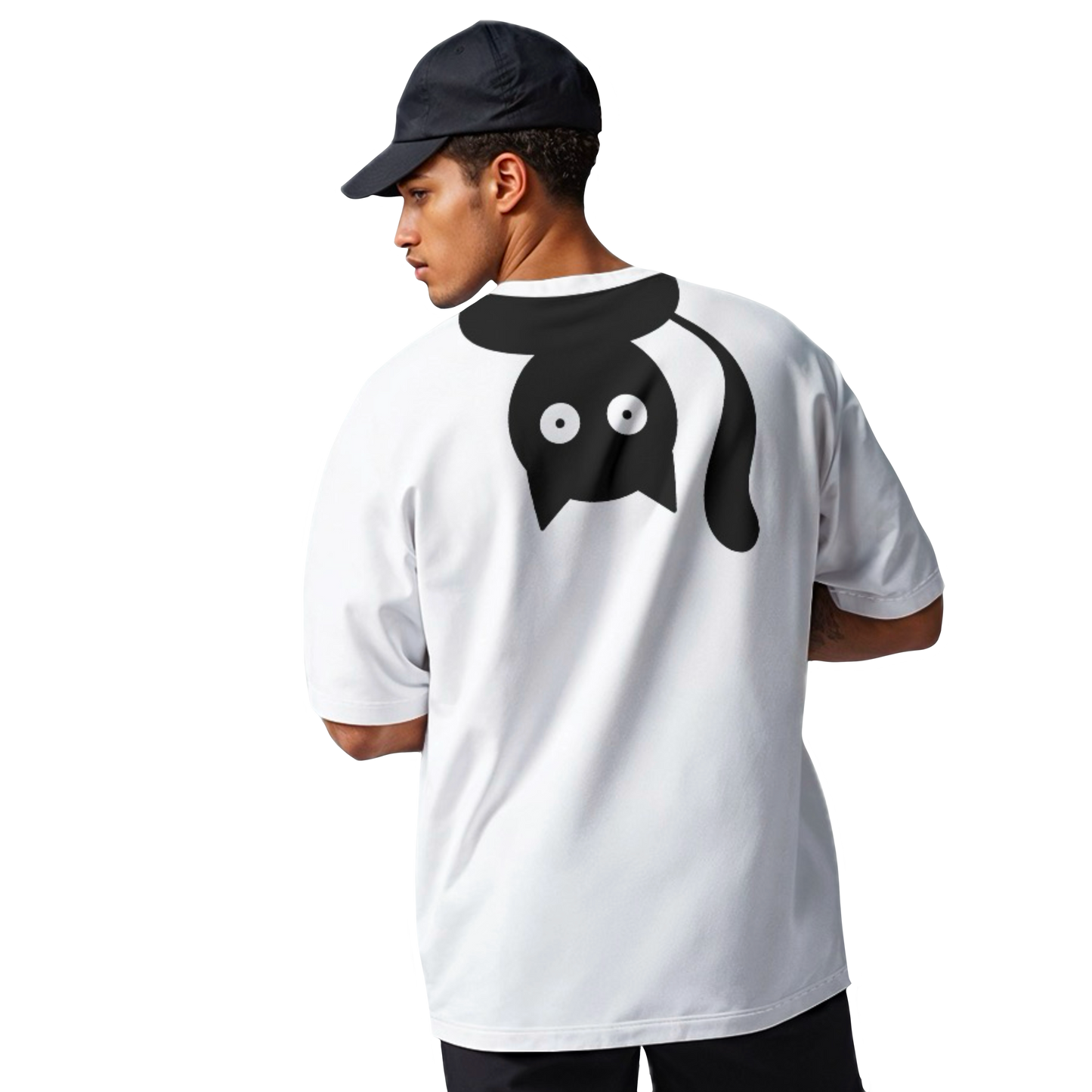 Minimalist Cat Oversized T-Shirt – Premium Heavyweight Cotton Streetwear