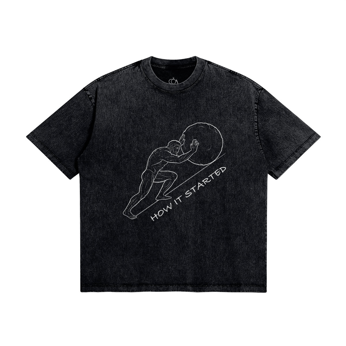 Sisyphus Stoic T-Shirt | Heavyweight Vintage Wash Tee | “How It Started / How It’s Going” Motivation