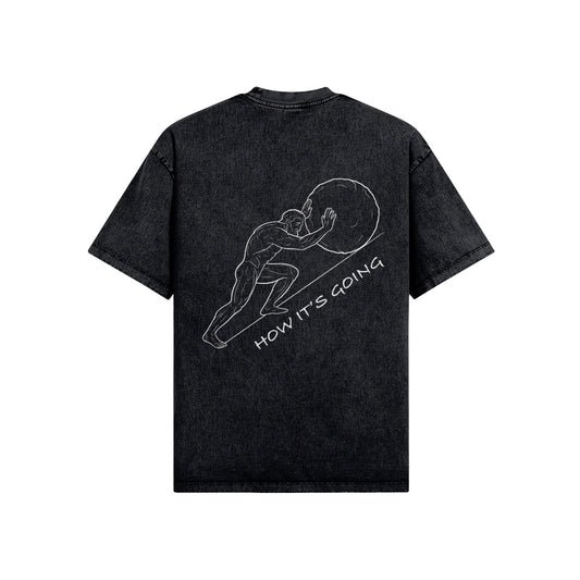 Sisyphus Stoic T-Shirt | Heavyweight Vintage Wash Tee | “How It Started / How It’s Going” Motivation