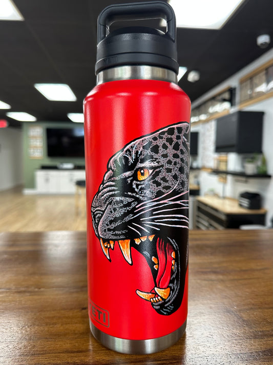 Panther -– Hand-Painted Functional Art Yeti Bottle