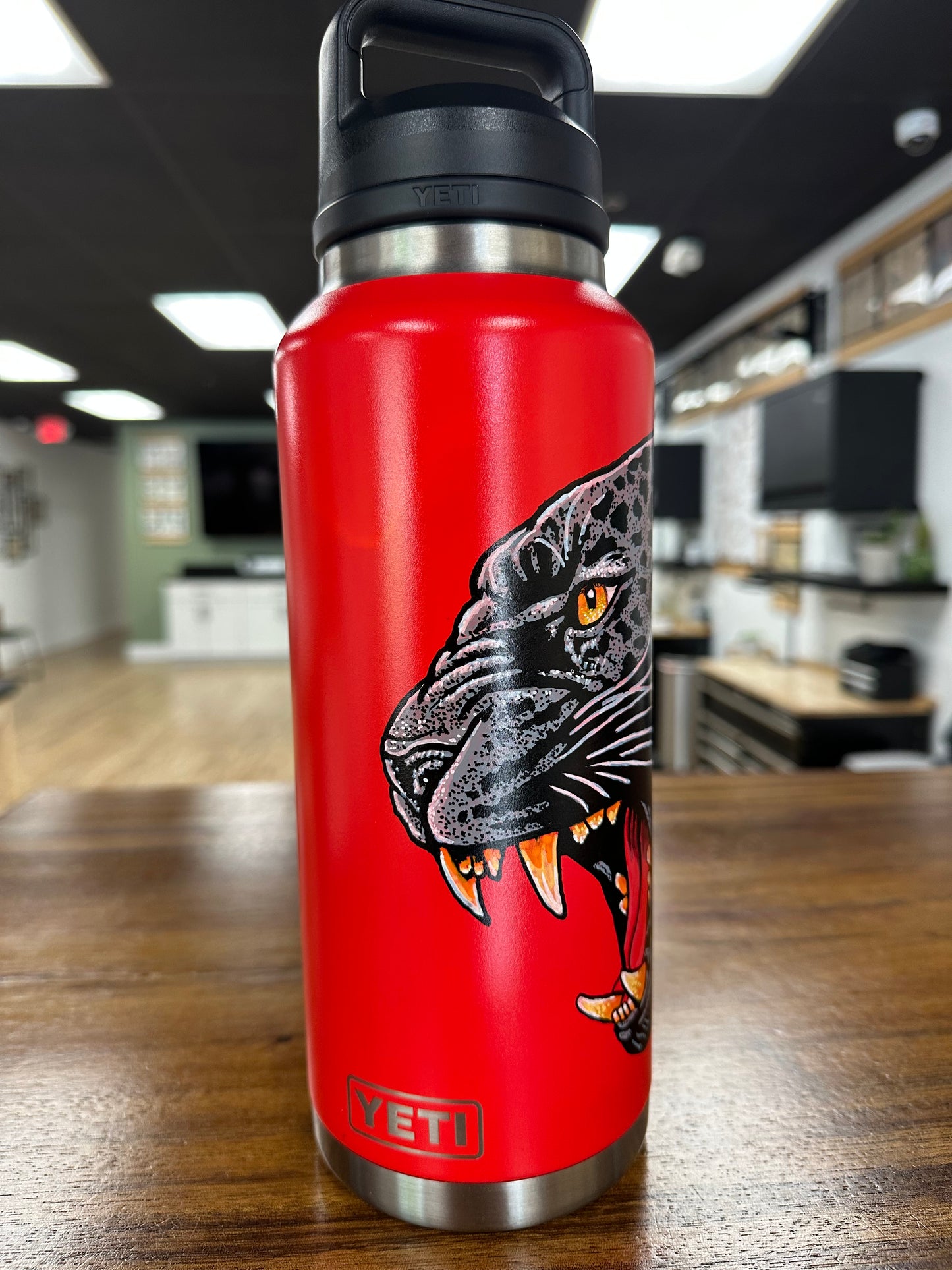 Panther -– Hand-Painted Functional Art Yeti Bottle