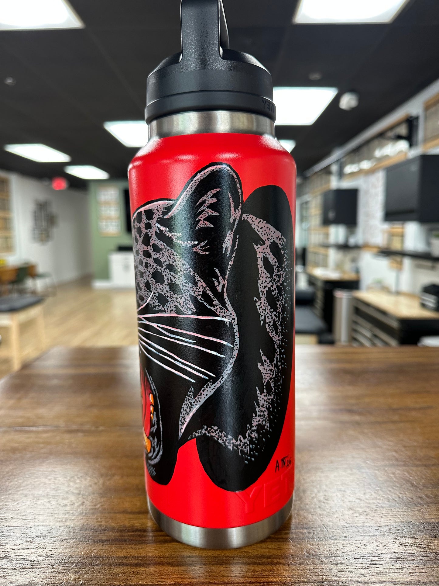 Panther -– Hand-Painted Functional Art Yeti Bottle