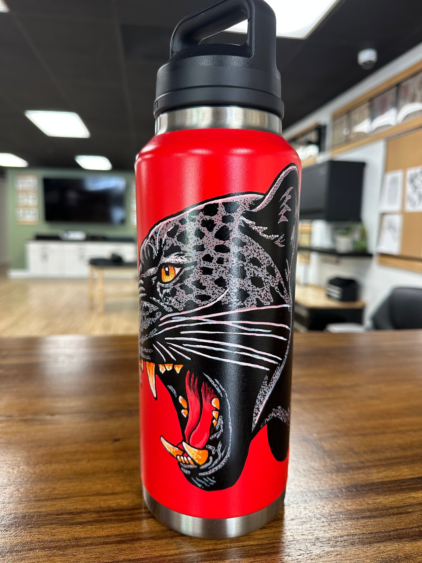 Panther -– Hand-Painted Functional Art Yeti Bottle