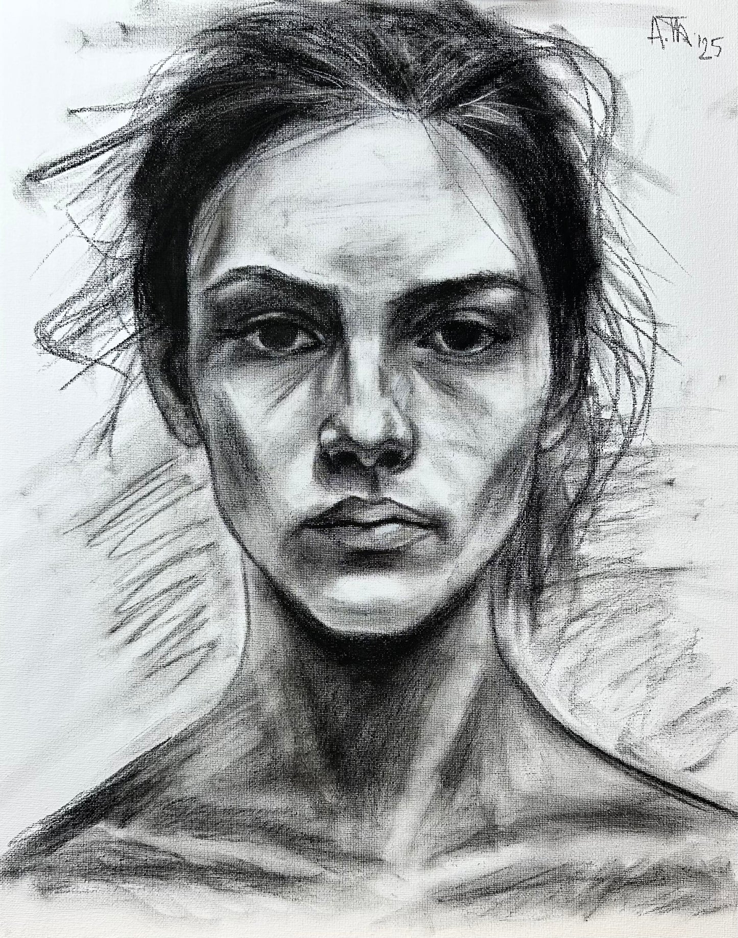 Charcoal on canvas study