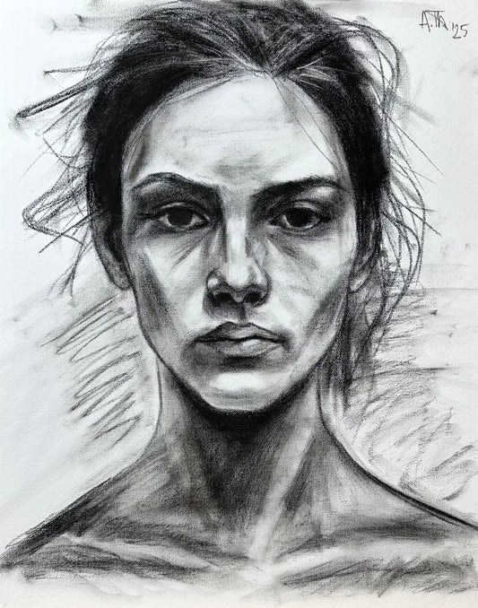 Charcoal on canvas study